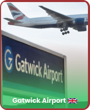 Gatwick Airport transfer service, showcasing vehicles ready for passenger transport to and from the airport.