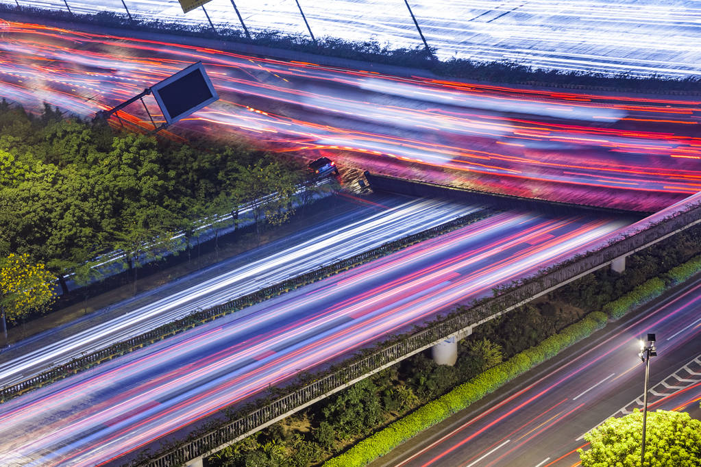 overpass in night of city.