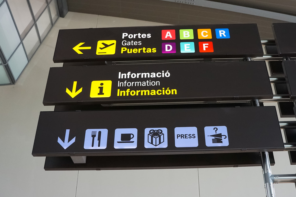 Signs Inside an International Airport