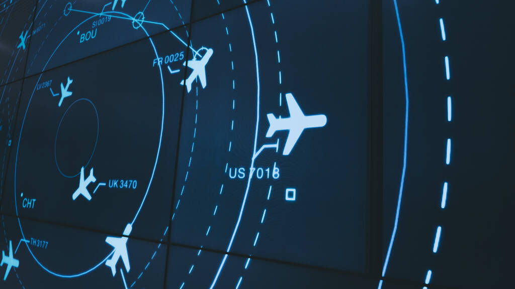 Simulation screen showing various flights for transportation and passengers.