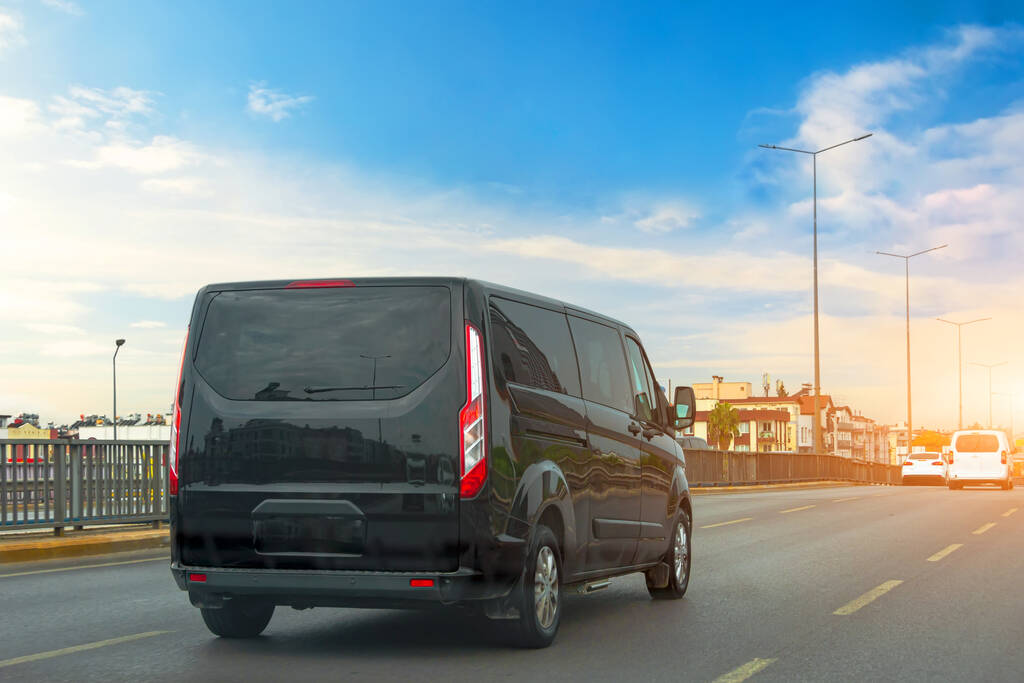 Black modern passenger van