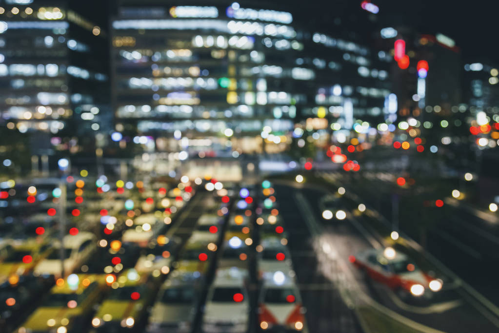 Blur Car Parking Taxi stand building Background city night life