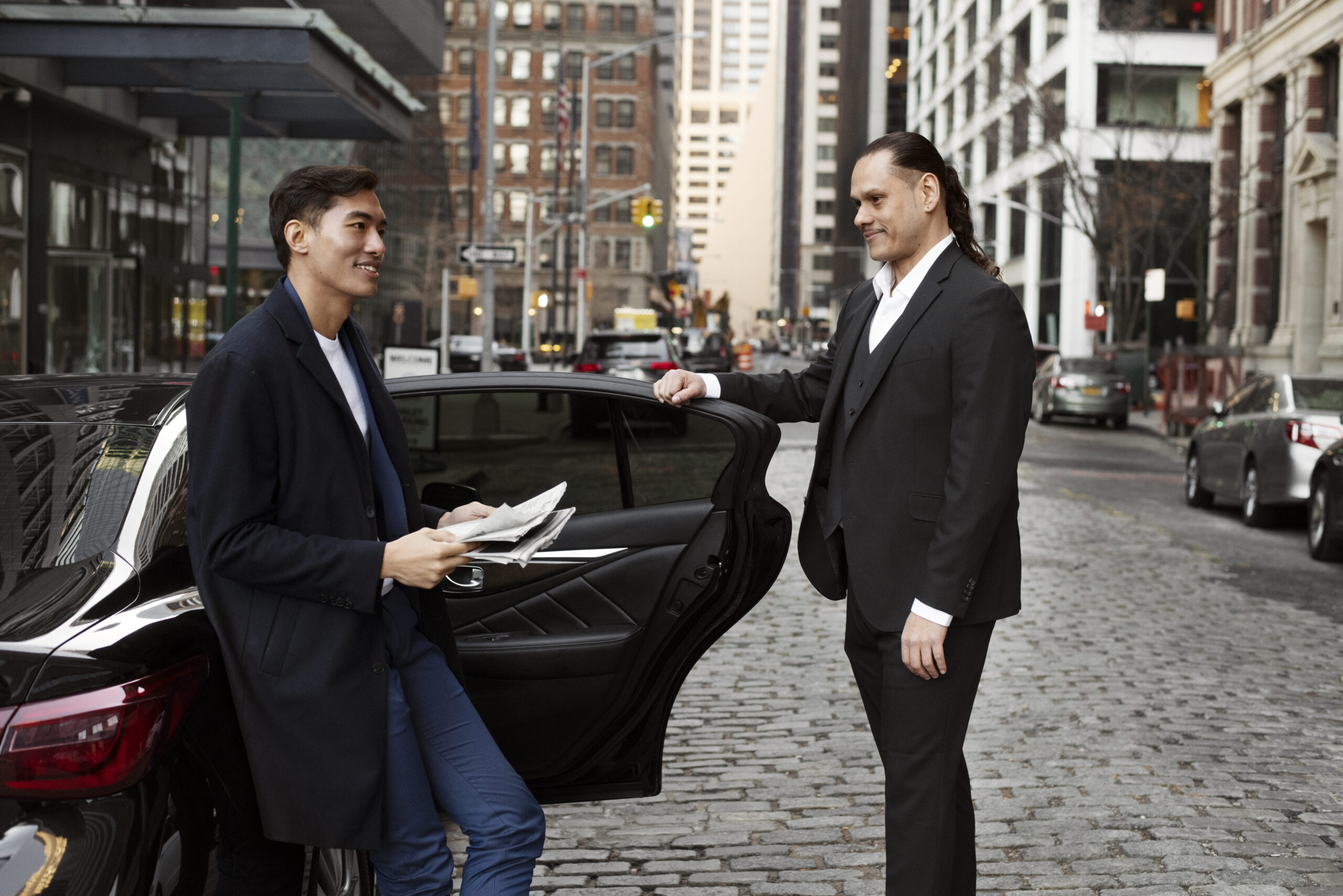 taxi driver getting ready customer