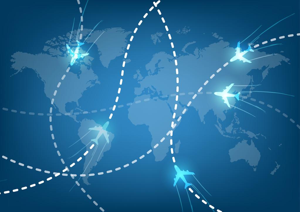 Illustration of airplane routes